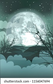 halloween dark tree vector background