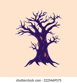 Halloween dark Tree Vector Illustration