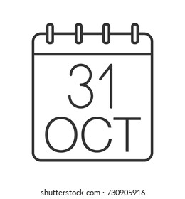 Halloween date linear icon. World Savings Day. Thin line illustration. Thirty first of October. Contour symbol. Vector isolated outline drawing