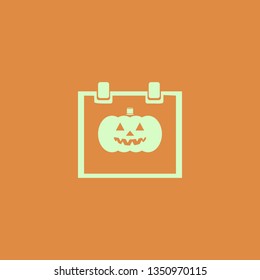 halloween date on calendar page vector icon. flat design