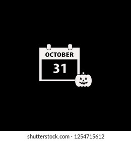 halloween date on calendar vector icon. flat halloween date on calendar design. halloween date on calendar illustration for graphic 