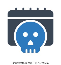 Halloween date vector glyph colour icon