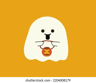 Halloween day card vector on yellow background.