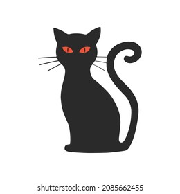 halloween day cat silhouette illustration. vector illustration