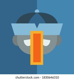 Halloween day. Chinese ghost in flat design. Zombie cartoon.