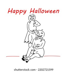 Halloween Day collection simple ilne art illustration