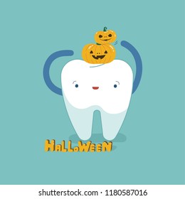 Halloween day of dental, tooth fantacy concept.