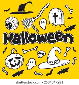 Gráficos de doodle de elemento de día de Halloween