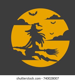 Halloween day with flat design illustration, trendy and cute cartoon