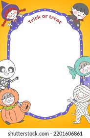 Halloween Day frame illustration with children in costume.