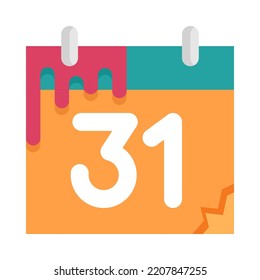 Halloween day icon. Flat design. Calendar with Halloween's day 31st October. Holiday event halloween. Vector Illustration.