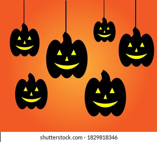 halloween day  pumpkins on black