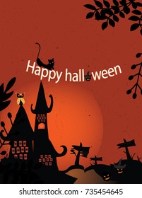 Halloween day Scary halloween background with moon and old tree