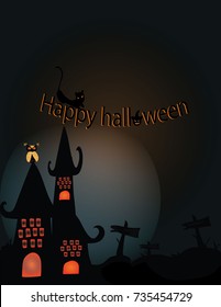 Halloween day Scary halloween background with moon and old tree