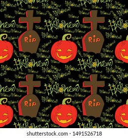 halloween day seamless pattern with ghost cartoon Kawaii colorful texture and background