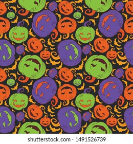 halloween day seamless pattern with ghost cartoon Kawaii colorful texture and background