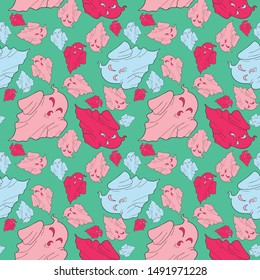 halloween day seamless pattern with ghost cartoon Kawaii colorful texture and background