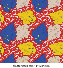 halloween day seamless pattern with ghost cartoon Kawaii colorful texture and background
