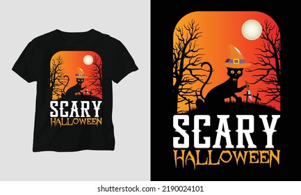 Halloween Day Special T-shirt Graphic with “Halloween” Design vector Graphic Design T-Shirt, mag, sticker, wall mat, etc. Design vector Graphic Template