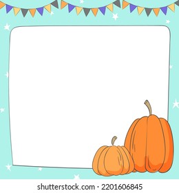 Halloween Day Square Frame Illustration with Pumpkin