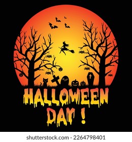 halloween Day T-shirt Design Vector Illustration