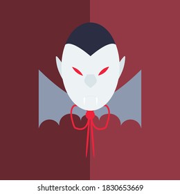 Halloween day. Vampire face cartoon. Flat design. 
