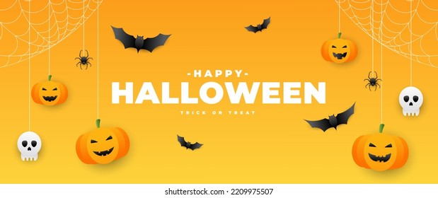 Halloween day vector illustration with pumpkin, candy and ghost elements