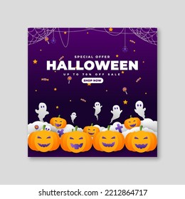 Halloween day vector illustration with pumpkin, candy and ghost elements