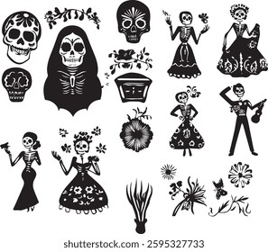 Halloween Dead art icons black and white