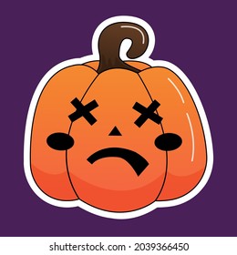 Etiqueta de calabaza muerta de Halloween. Calabaza con boquilla. Muerto. Ilustración vectorial.