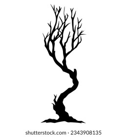 Halloween dead tree silhouette. Vector illustration