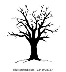 Halloween dead tree silhouette. Vector illustration