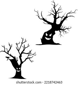 Silueta vectorial de árbol muerto de Halloween