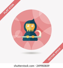 Halloween death flat icon with long shadow,eps10