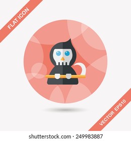 Halloween death flat icon with long shadow,eps10