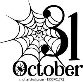 Halloween decor. 31 october sign. Spider web art. Home decor.