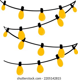 Halloween decor. Garland of light bulbs. Street garland. 