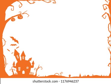 Halloween decorated border frame on white background