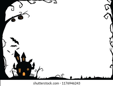 Halloween decorated border frame on white background