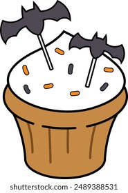 Halloween decorated cupcake vector illustration