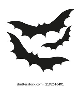Set Bat Silhouette for Halloween Decoration. Halloween Bat Icon. Flat Illustration Isolated on White Background