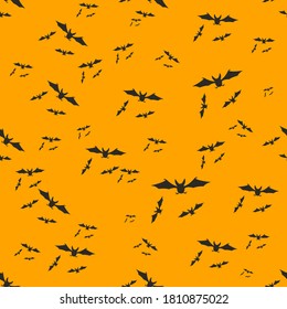 Halloween decoration bats swarm seamless pattern vector design illustration