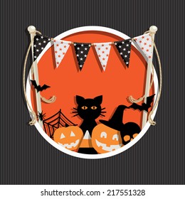 halloween decoration with bunting and ornaments, with transparencies