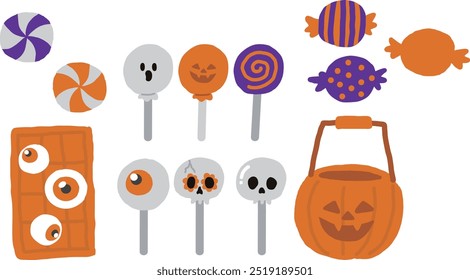 Vector de colección de elemento de caramelo de decoración de Halloween