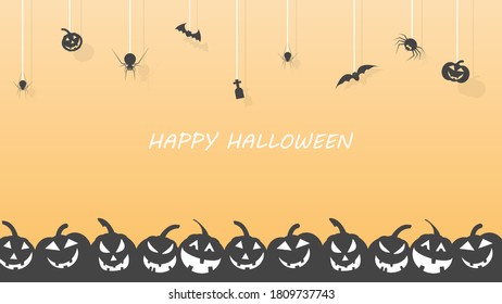 Halloween decoration for celebration on orange background. Holiday party invitation poster, greeting card, party invitation, Vector illustration. vector illustration. 
