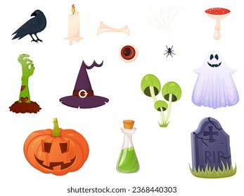Halloween decoration element collection, scary night symbol