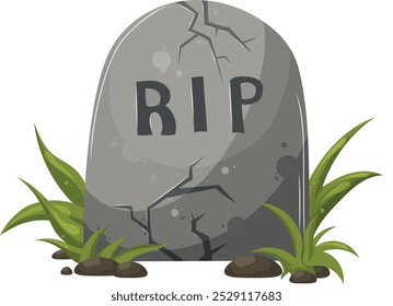 Halloween decoration in the form of a cartoon grave. Vector autumn art 