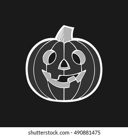 Halloween decoration Jack-o-Lantern silhouette. Pumpkin design with scary face on white. Vector illustration. Flat design. Good for design, logo or decoration