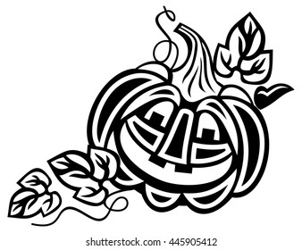 Halloween decoration Jack-o-Lantern silhouette.  Vector clip art.
