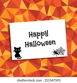 halloween decoration with polygon background, card and text, with transparencies